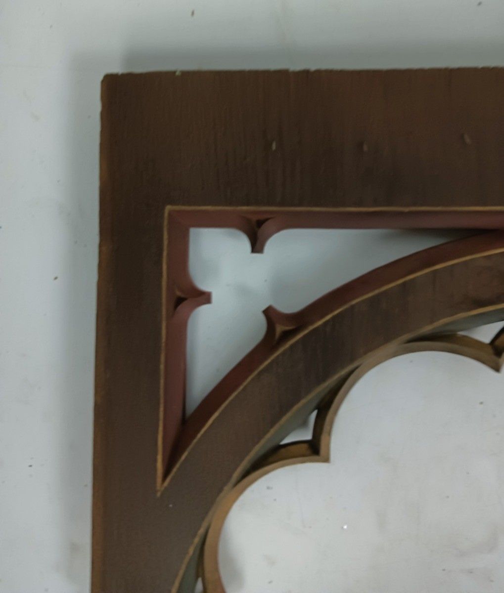 Pair Gothic Carved Wood Antique Boards Panels Trims  Pediments Reclaimed Archite photo vintage