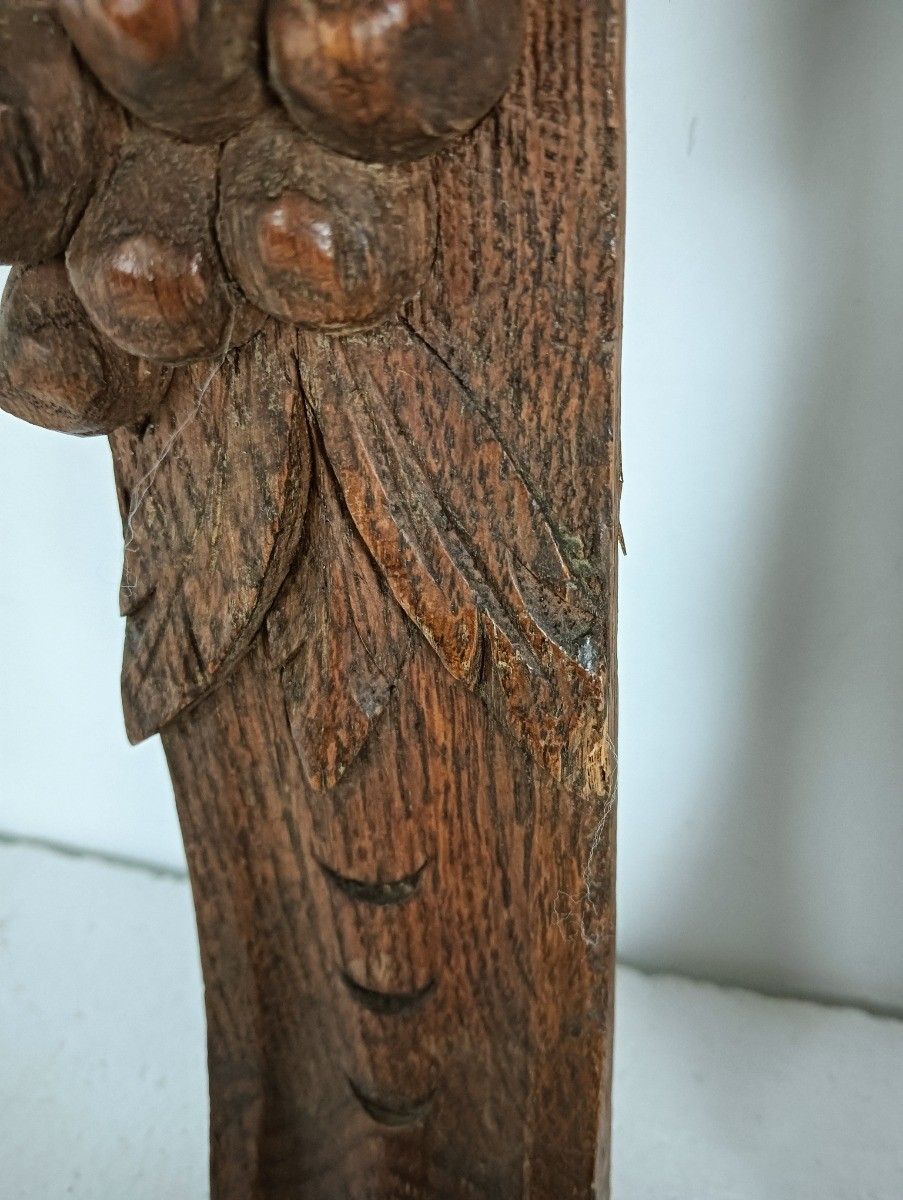 2 Pieces Antique  Bas Relief Hand Carved Wood Reclaimed Architectural Trim Pedim photo Art