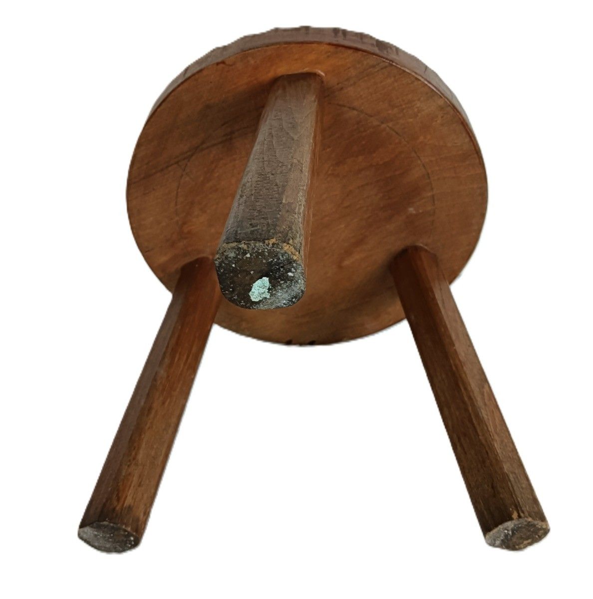 Antique Milking Stool Tripod Carved Wood Side Table Plant Stand Pedestal Barn St photo buy