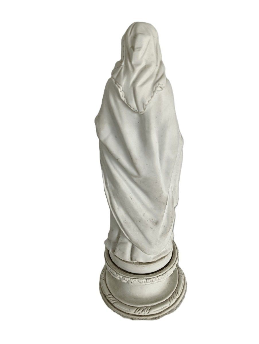French Antique 1900 Bisque Statue Virgin Mary Our Lady Infant Jesus Exquisite Po photo for sale