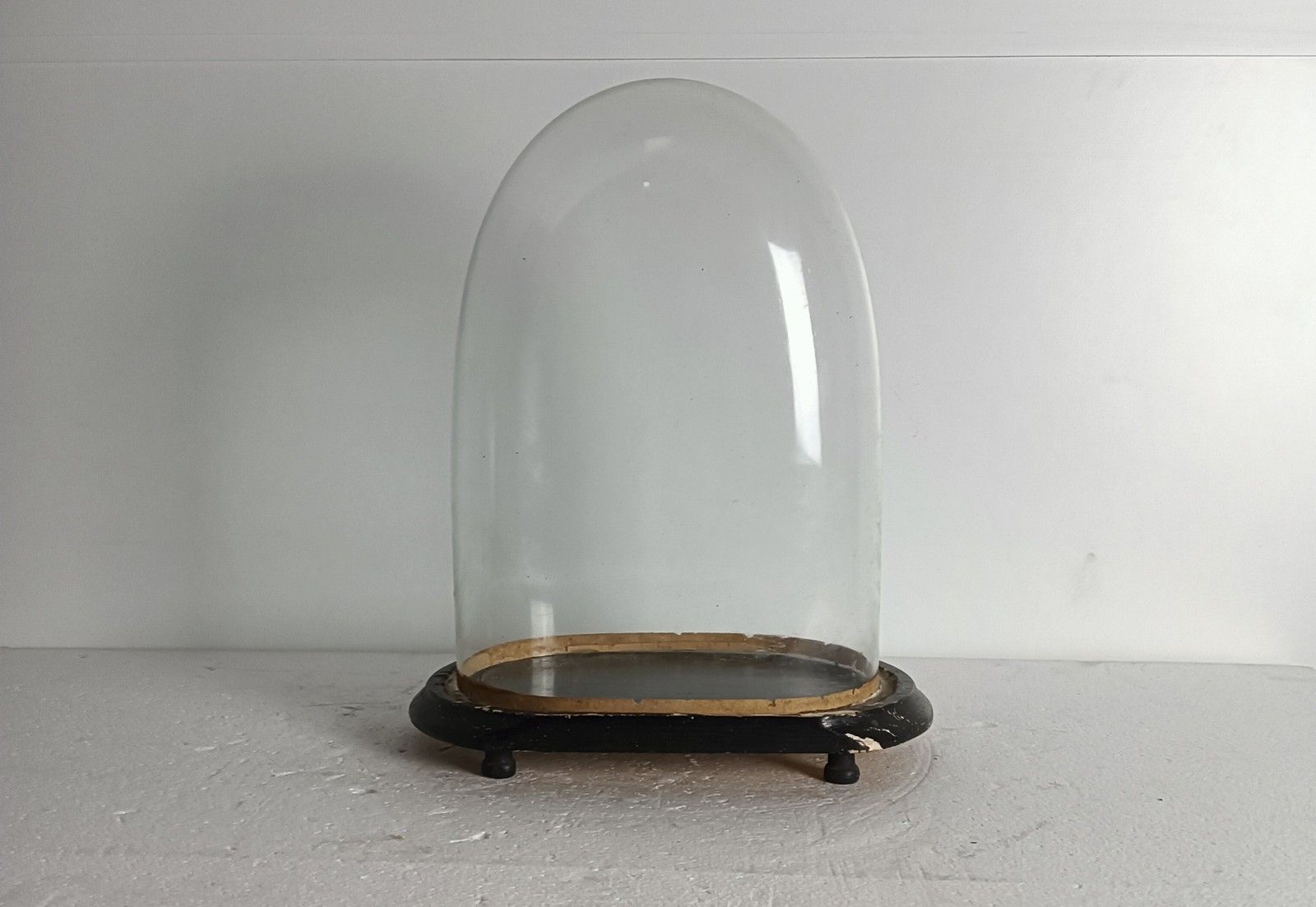 Antique Victorian Oval Hand Blown Glass Globe Dome Doll Clock 12.99" H 9.05"W 5.