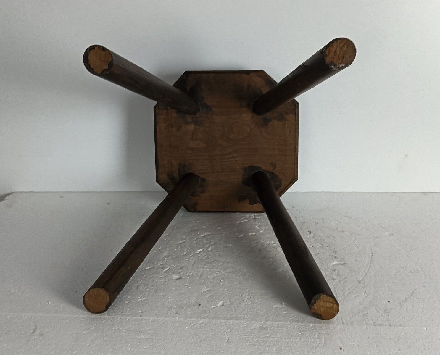 Antique Carved Wooden Milking Stool Plant Stand Pedestal Side Table Barn Style photo Furniture
