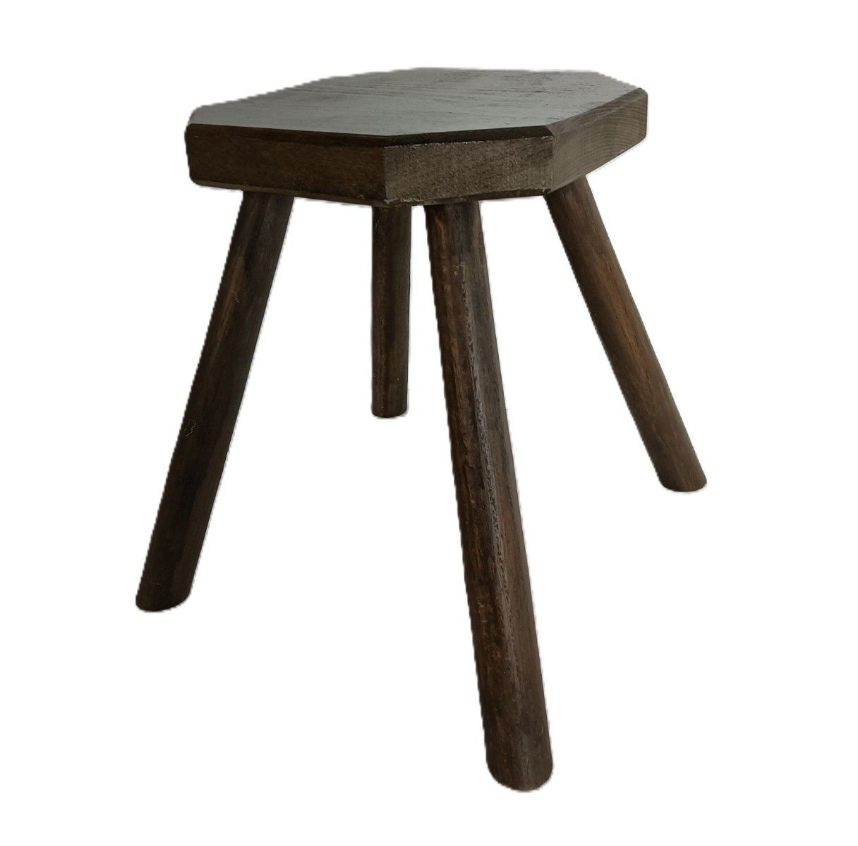 Antique Carved Wooden Milking Stool Plant Stand Pedestal Side Table Barn Style photo 179.0