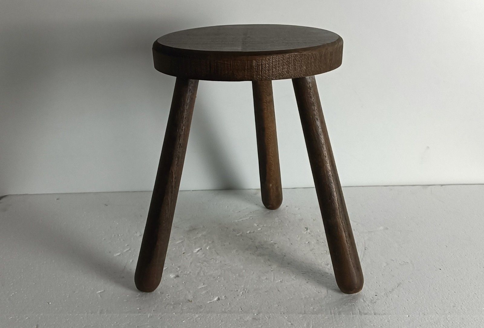 Antique Carved Wooden Tripod Milking Stool Plant Stand Pedestal Side Table Barn photo for sale