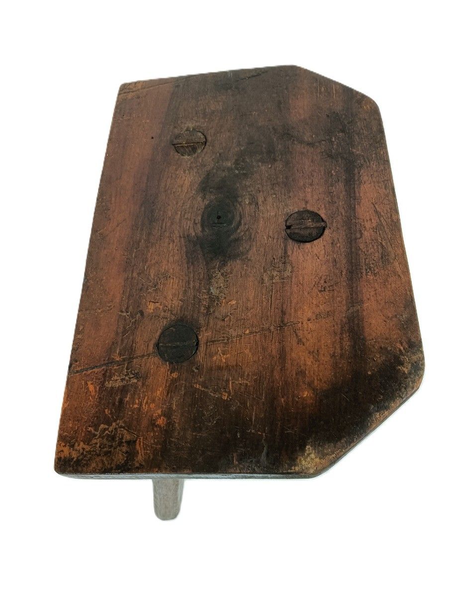 photo furniture Antique Carved Wooden Milking Stool Plant Stand Pedestal Side Table Barn Style T