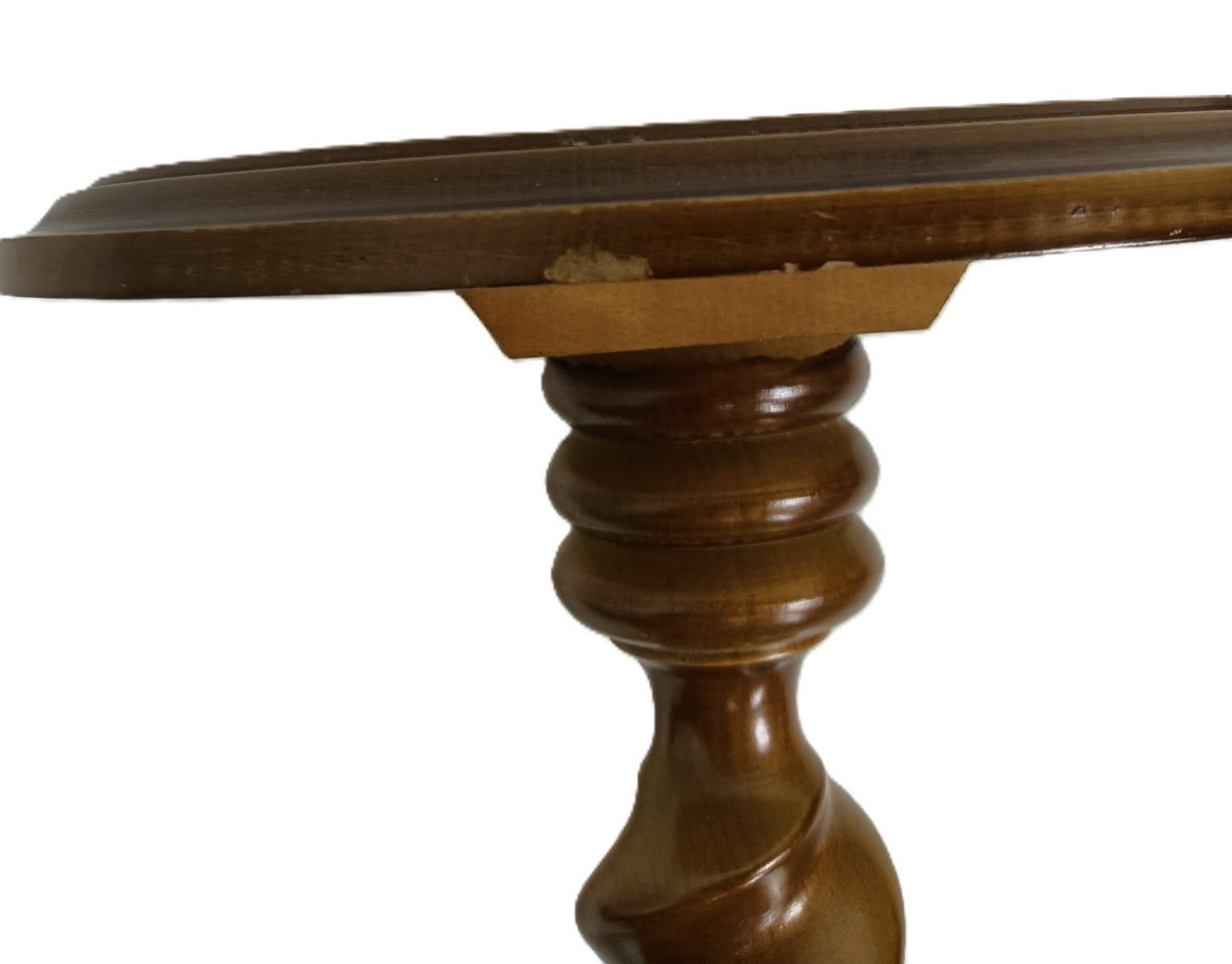 Vintage Barley Twist Carved Wood Pedestal Tripod Legs, Side Table Plant Stand Ba photo vinterior