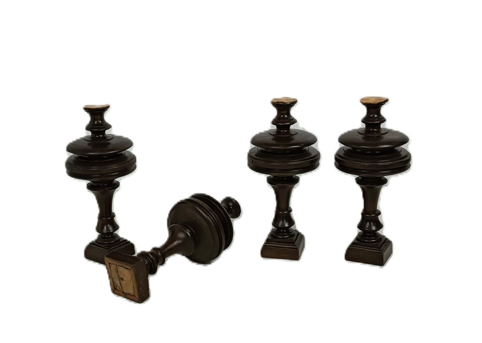 Set Of 4 Reclaimed Carved Wood Large Spindles Balusters Trim Posts Pillars Salva