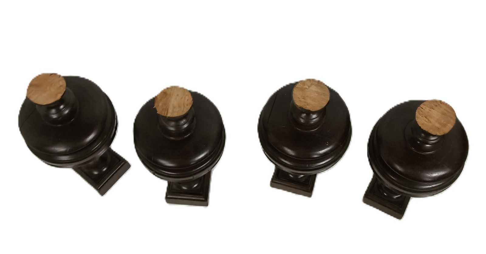 Set Of 4 Reclaimed Carved Wood Large Spindles Balusters Trim Posts Pillars Salva photo for sale