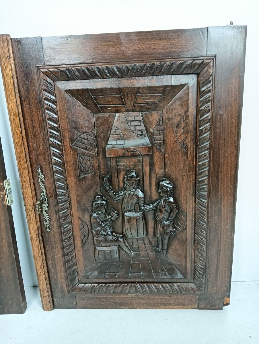 Antique  Couple Of Hand Carved  Wooden Door Panels  Reclaimed Architectural Bar photo furniture