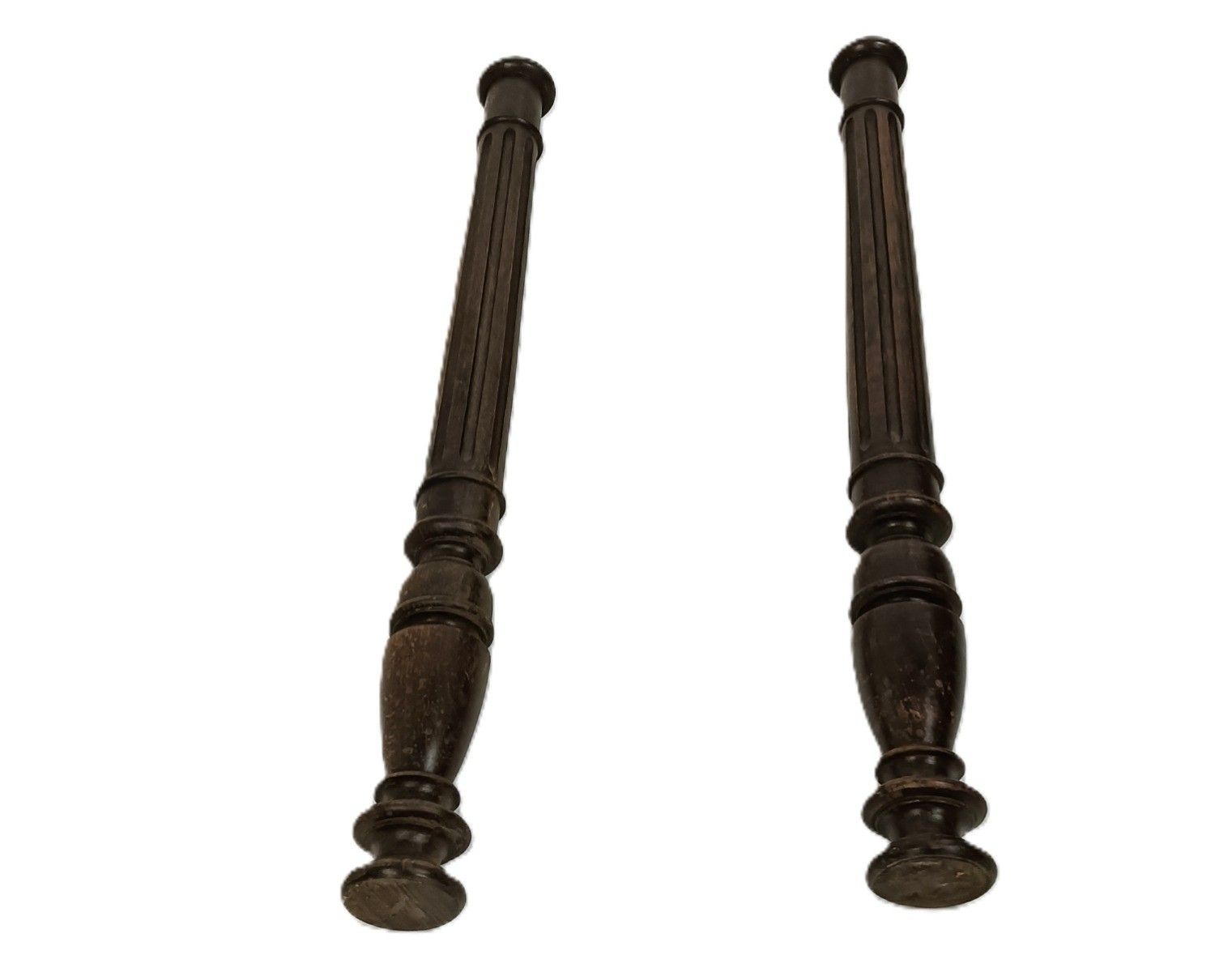 Set Of 2 Large Reclaimed Carved Wood Large Spindles Balusters Trim Posts Pillar photo furniture