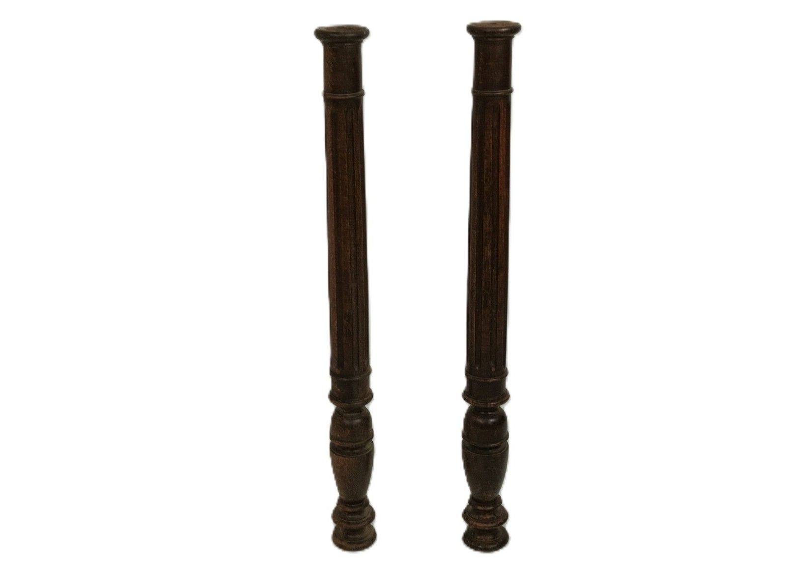Set Of 2 Large Reclaimed Carved Wood Large Spindles Balusters Trim Posts Pillar photo 162.0