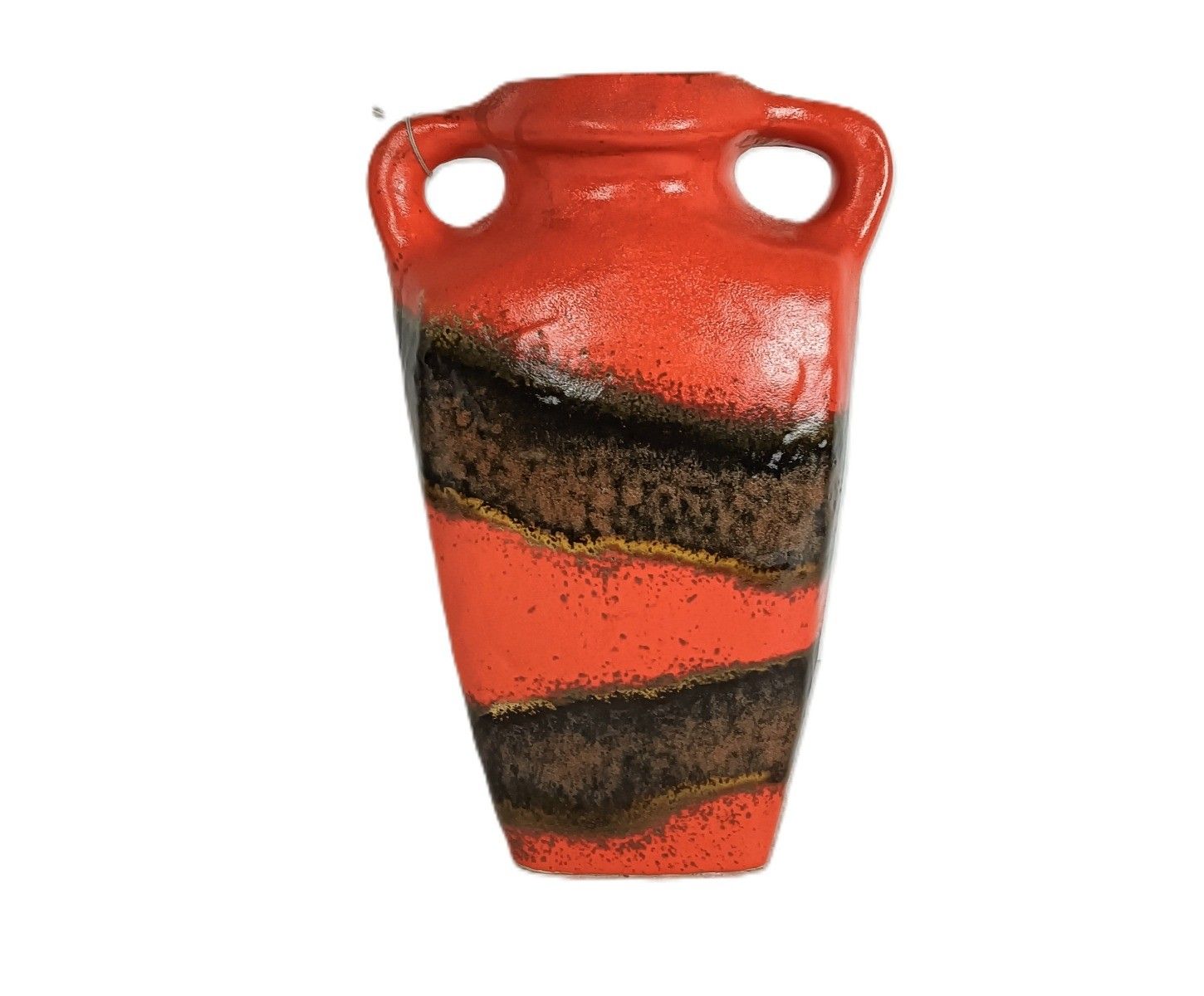 Kurt Tschörner Mid Century Ruscha Rasma Orange Glazed Art Pottery Vase Fat Lava photo Home Decor