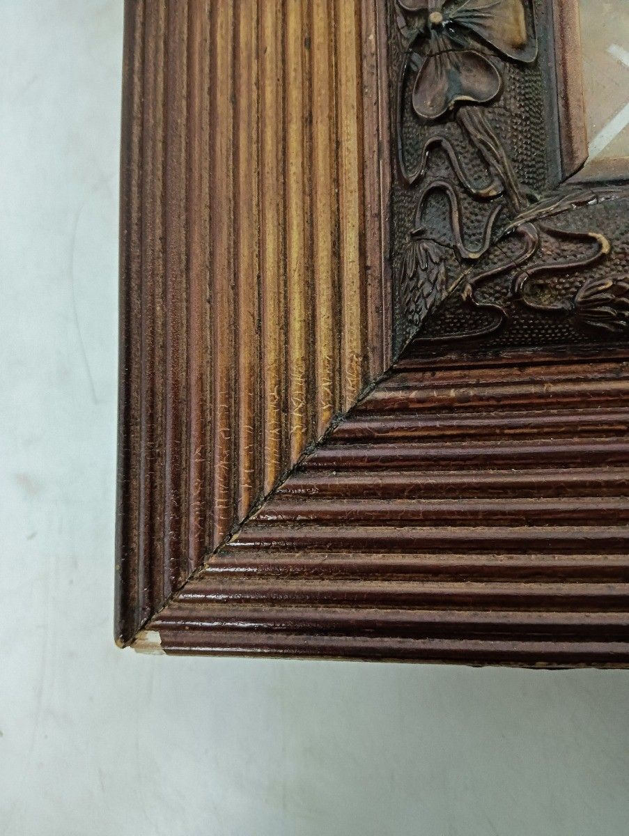 Antique Shadow Box Wall Hanging Folk Art Wooden Frame Lourdes Bernadette photo Art