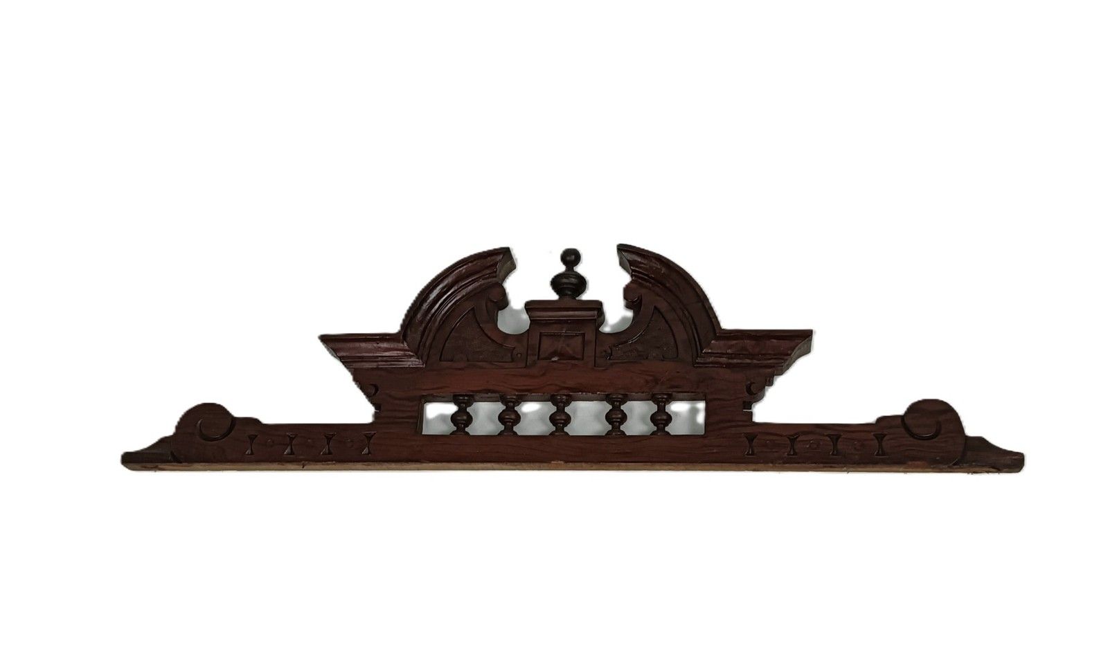 Antique Pediment Over Door Carved Wood Architectural Reclaimed Salvaged  Spindle