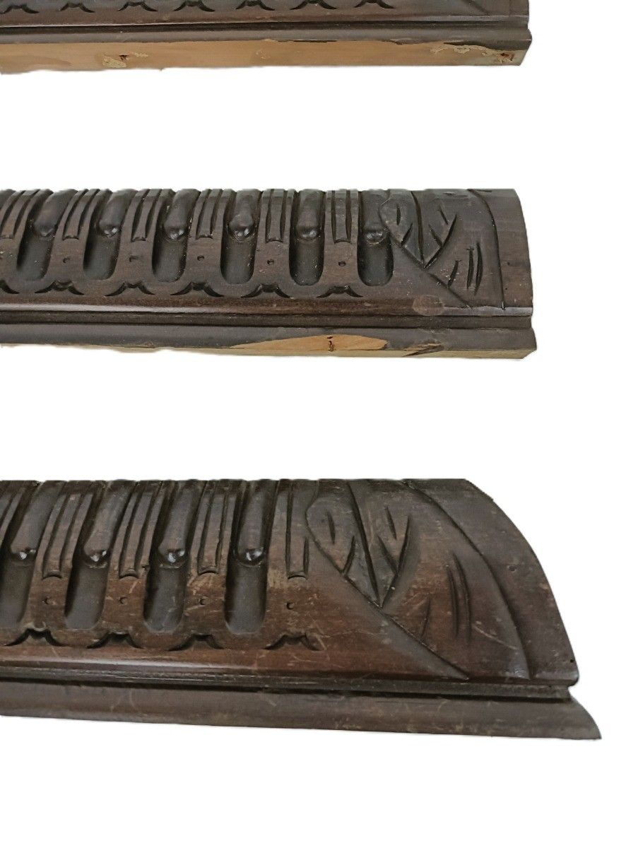 Set Of 4 Trims Corbels Pediments Boards Slats Carved Wood Reclaimed Antique Salv photo furniture