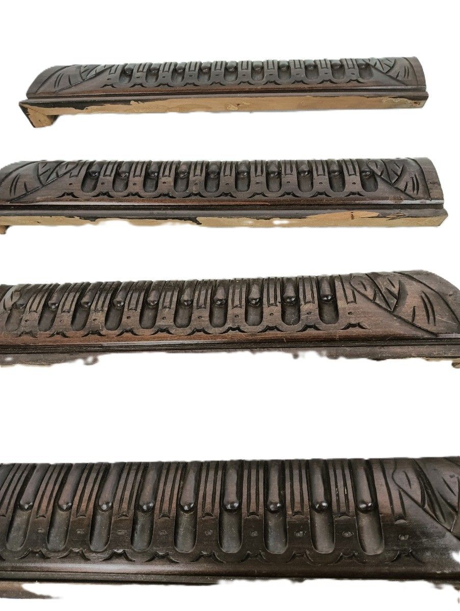 Set Of 4 Trims Corbels Pediments Boards Slats Carved Wood Reclaimed Antique Salv photo Home Decor