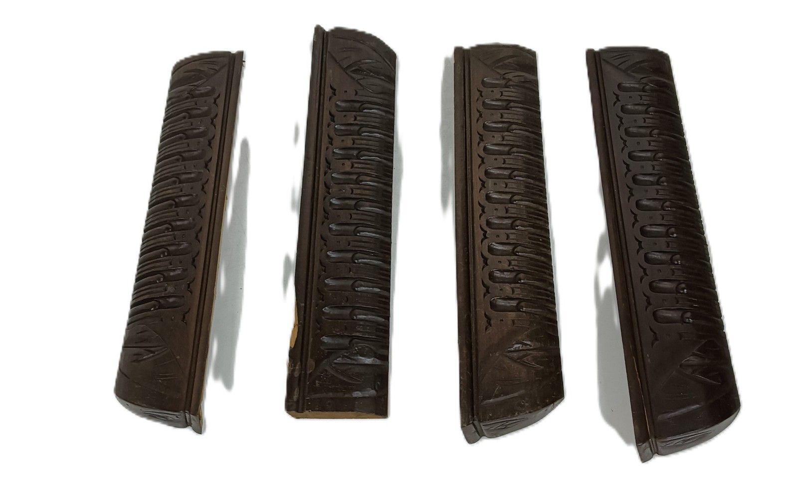 Set Of 4 Trims Corbels Pediments Boards Slats Carved Wood Reclaimed Antique Salv photo 269.0