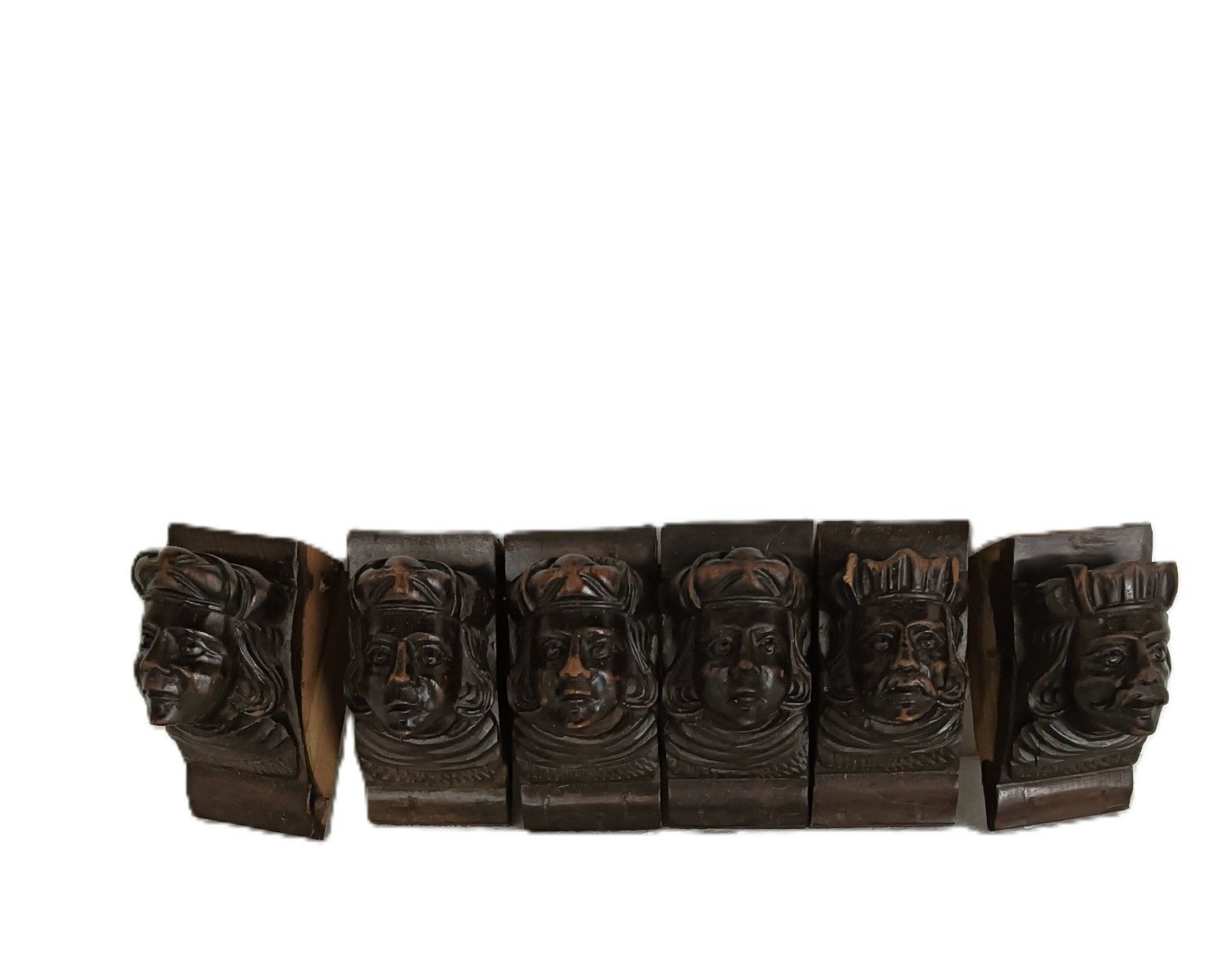 Antique Set Of 6  Corbels Hand Carved Wood Architectural Reclaimed Figurine Head photo furniture