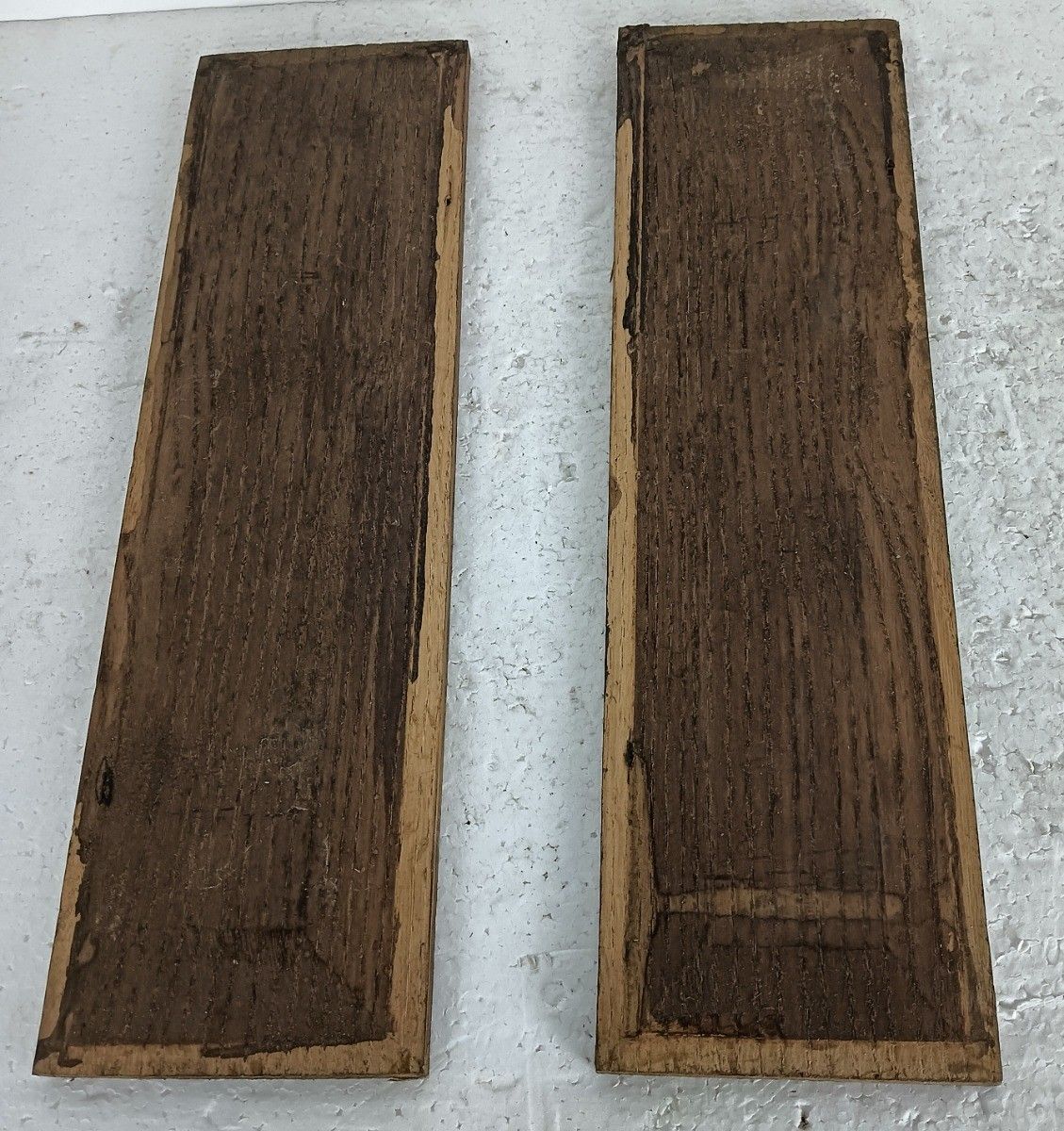 Two Small Trims Boards Pediments Slats Carved Wood Ornate Etched Leafs Reclaimed photo 108.0
