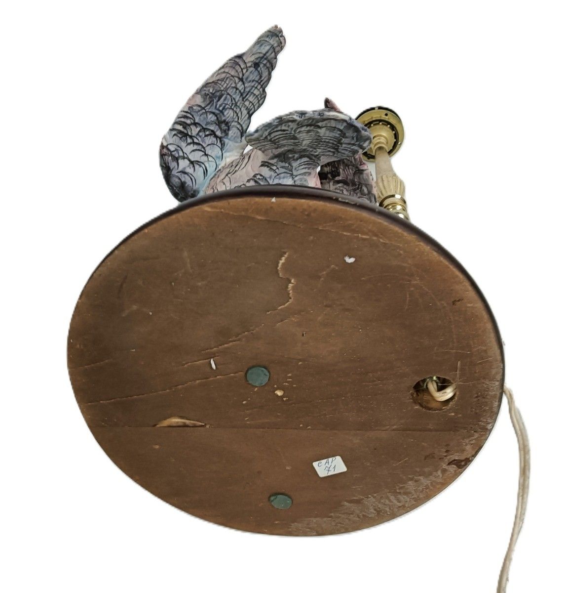photo for sale Porcelain Messing Desk Table Lamp Italy Bird Vintage Large Beautiful Working Con