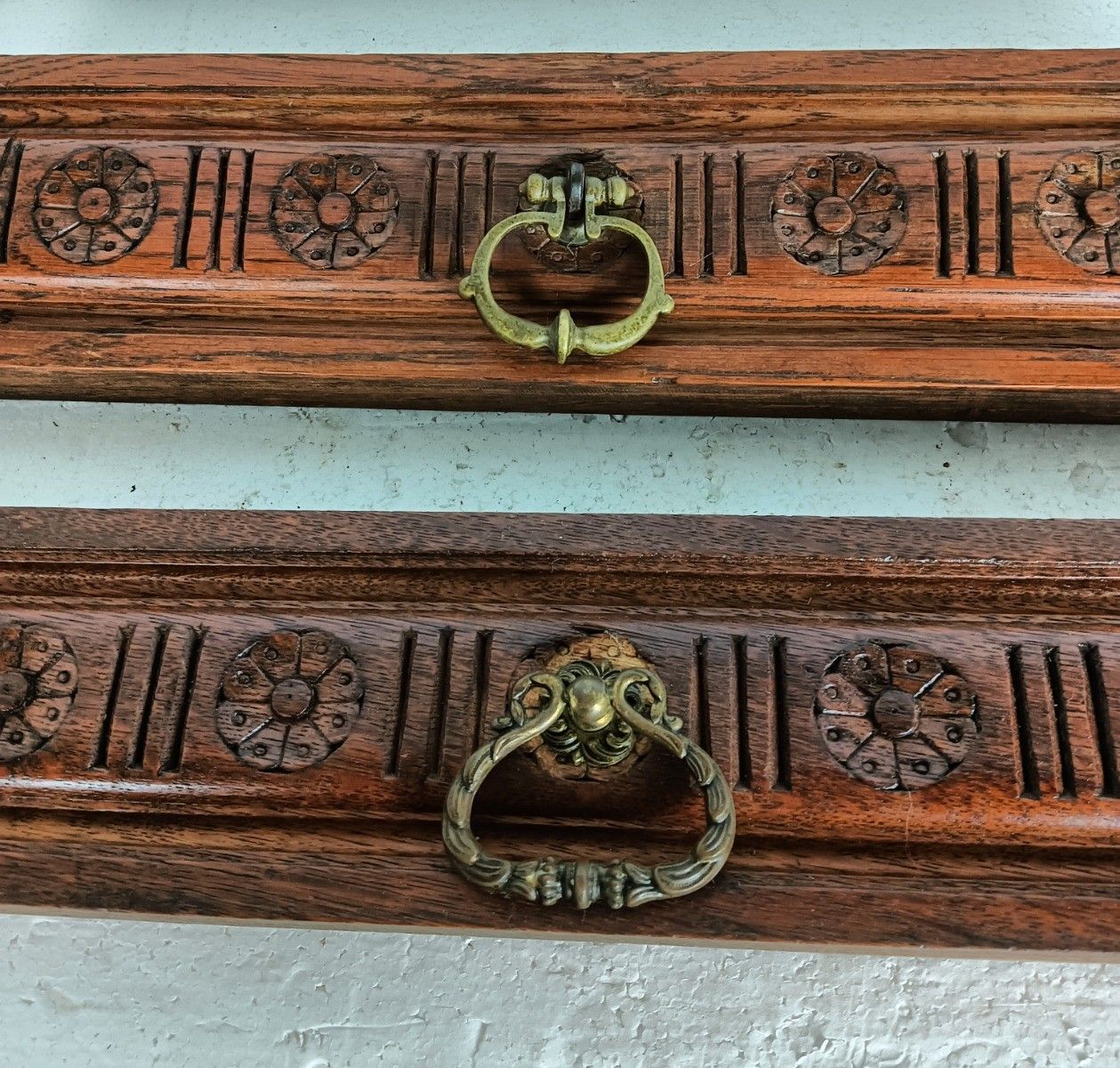 Pair Front Of Drawers Trims Pediments Ornate Carved Wood Antique Reclaimed Archi photo Home Decor