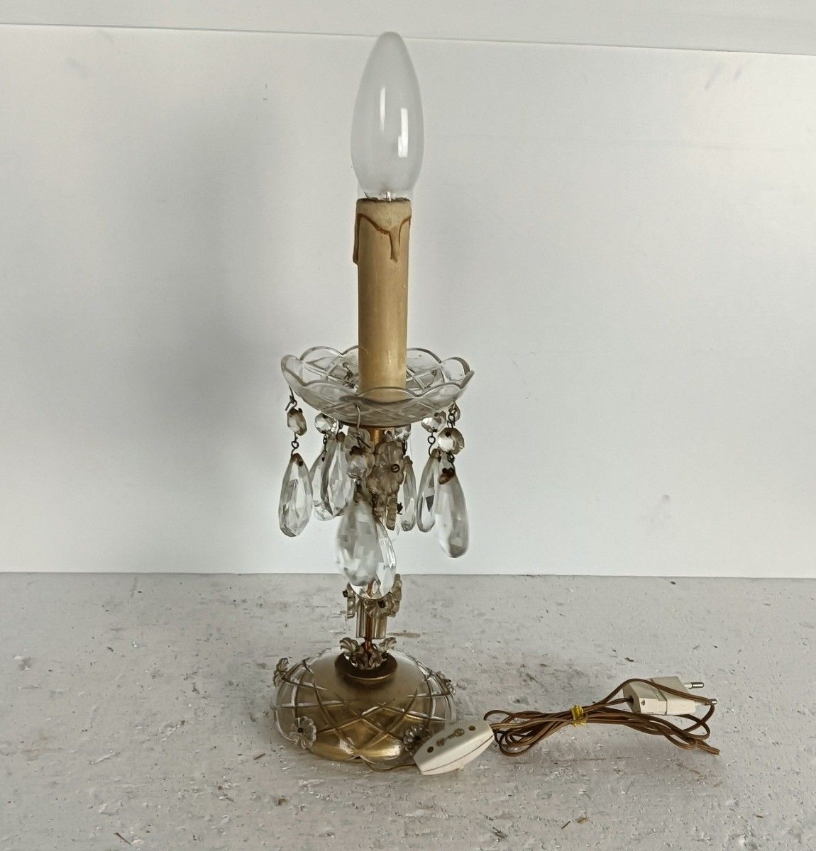 Desk Lamp  Revival French Empire Therese Style Brass Ornate  Prisms Working photo for sale