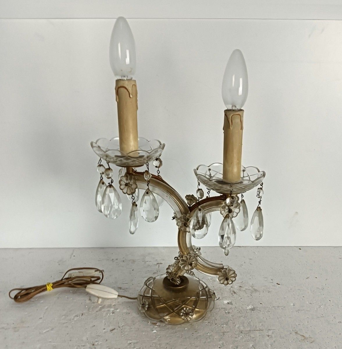 Desk Lamp  Revival French Empire Therese Style Brass Ornate  Prisms Working photo Lighting