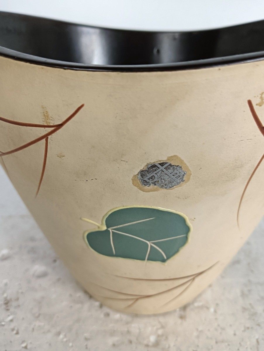 Vintage Modernist Ceramic Pottery Faience Planter Leafs West Germany Dumler Und photo for sale