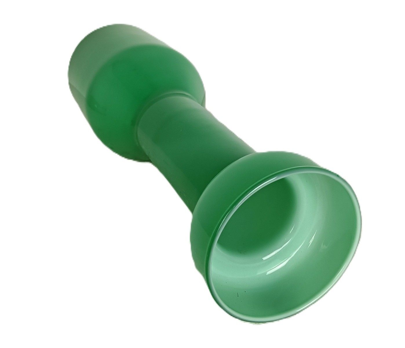 Vintage  Opaline Glass Grass Green Vase Italy Cased Glass  photo furniture