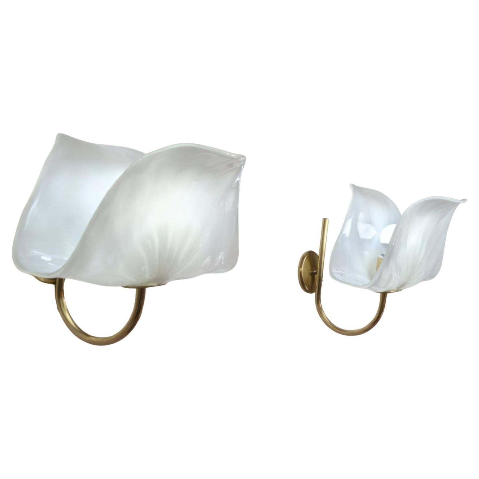 Lighting Pair Of Leaf Murano Glass And Brass Wall Lights By Paf Studio, Italy, 1970s photo
