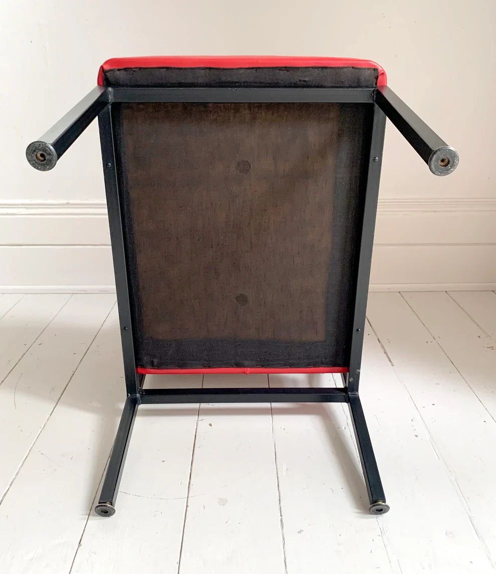 95.0 Mid Century Modern Red Vinyl Cocktail / Lounge Chair, Black Frame, 2 Of 2 photo