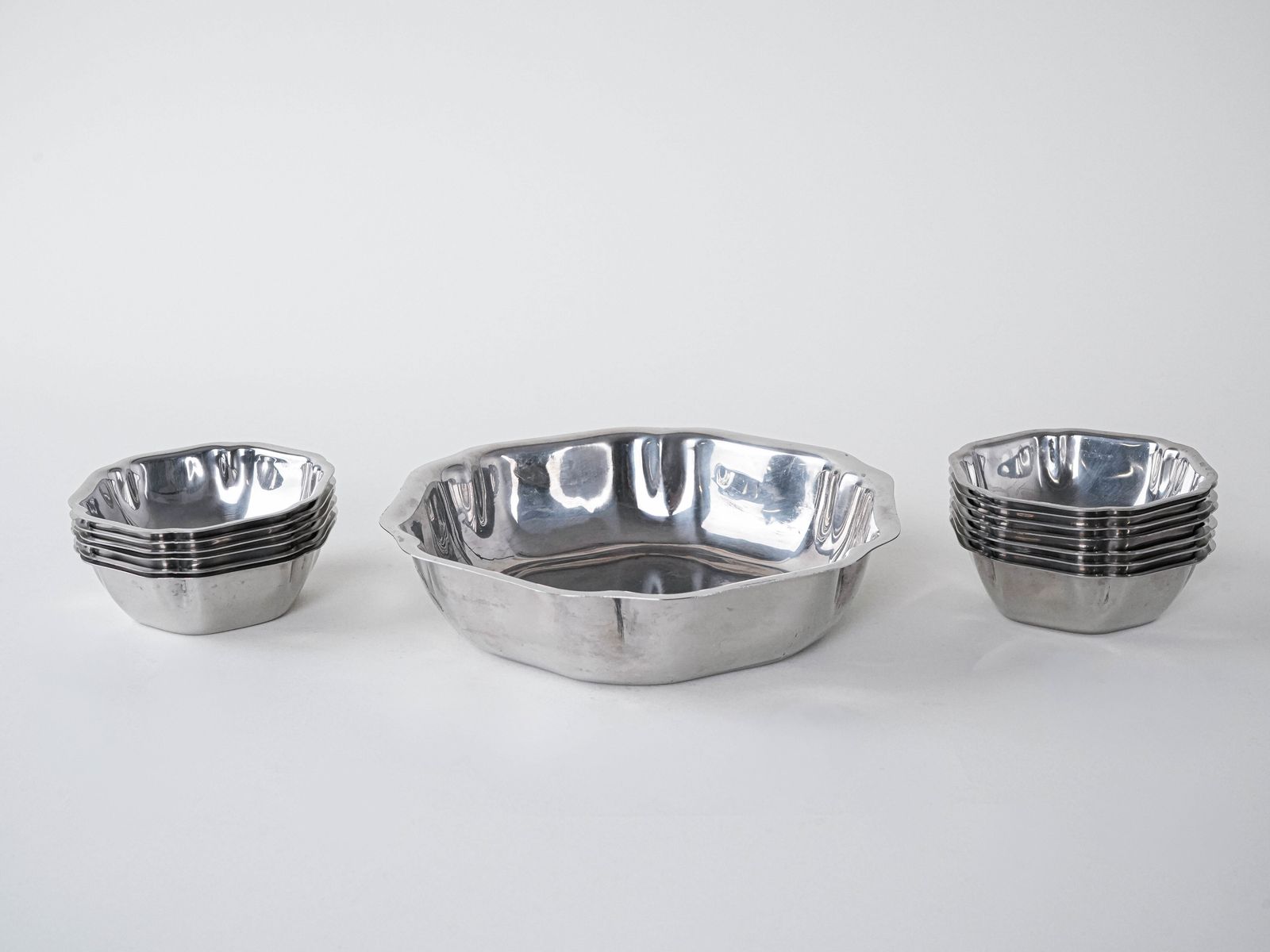 Set Of Stainless Steel Bowls, Italian Design, 1980s, Made In Italy photo for sale