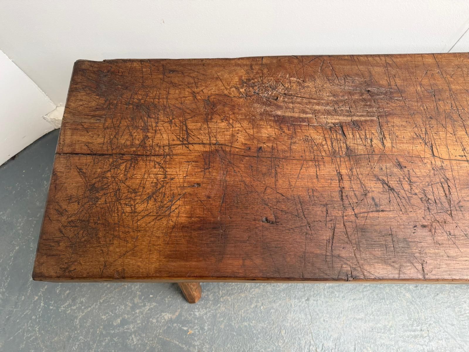 A Narrow Hungarian Antique Oak/Hardwood Pig Bench 140cm photo 695.0