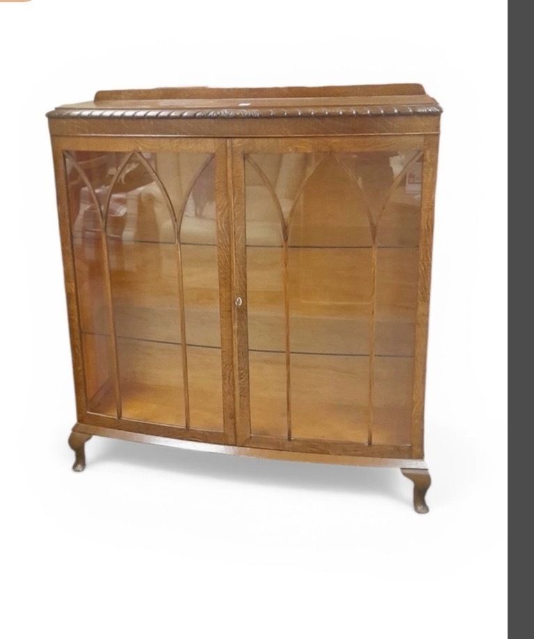 photo for sale Art Deco Walnut Veneer Display Cabinet | Midnight Navy William Morris Interior Bespoke Commission 3/4 Week Lead Time