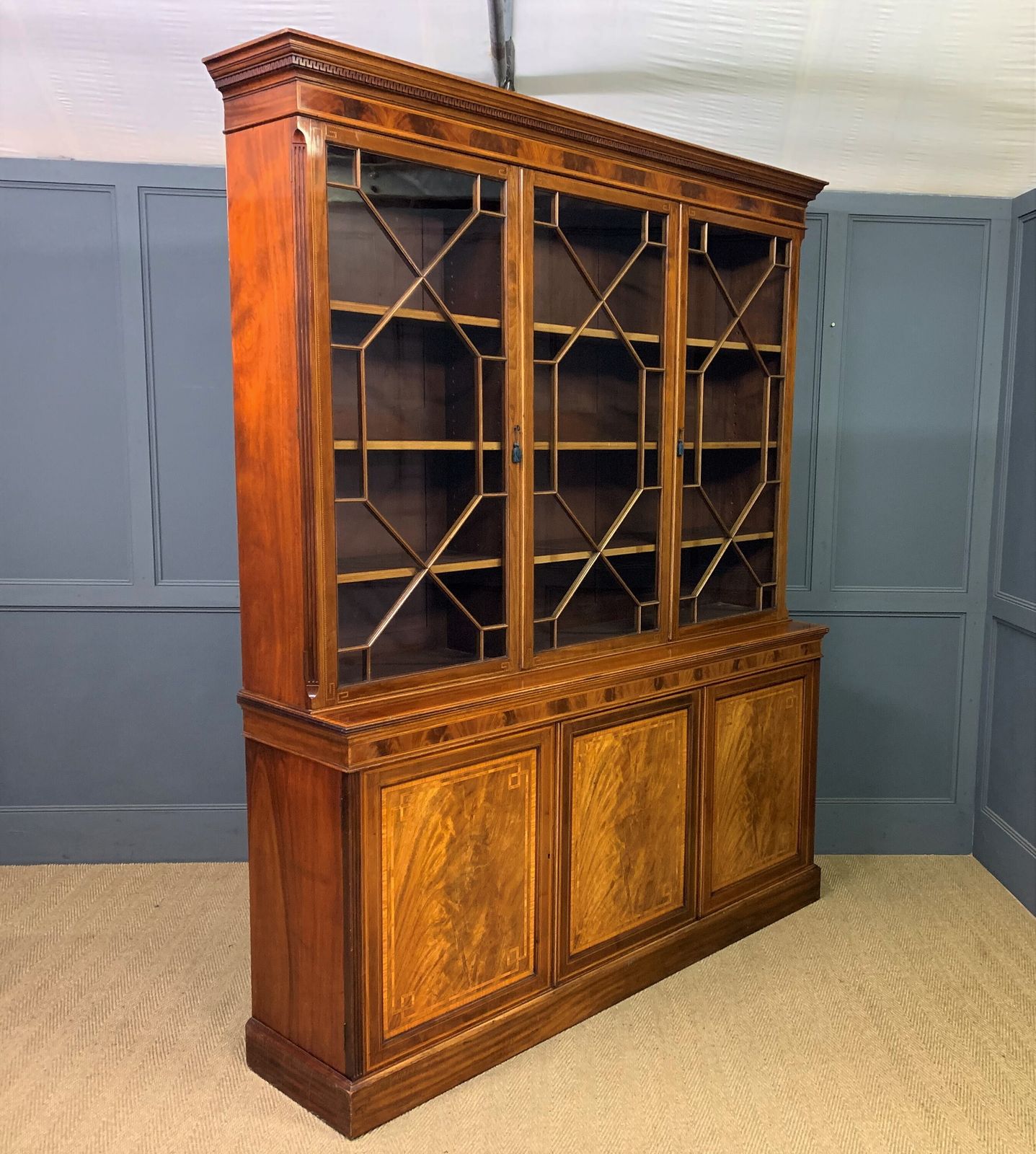 Furniture Edwards & Roberts Inlaid Mahogany Bookcase photo
