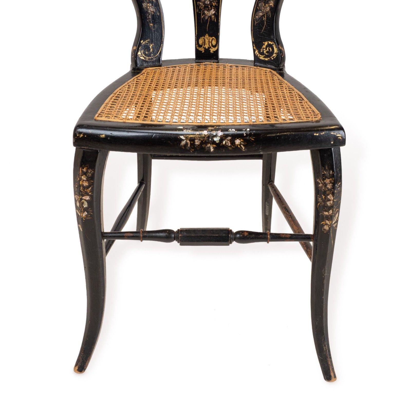 Japanned Chinoiserie Chair, Papier Mâché, Mother Of Pearl, Regency Taste, C.19th photo 295.0