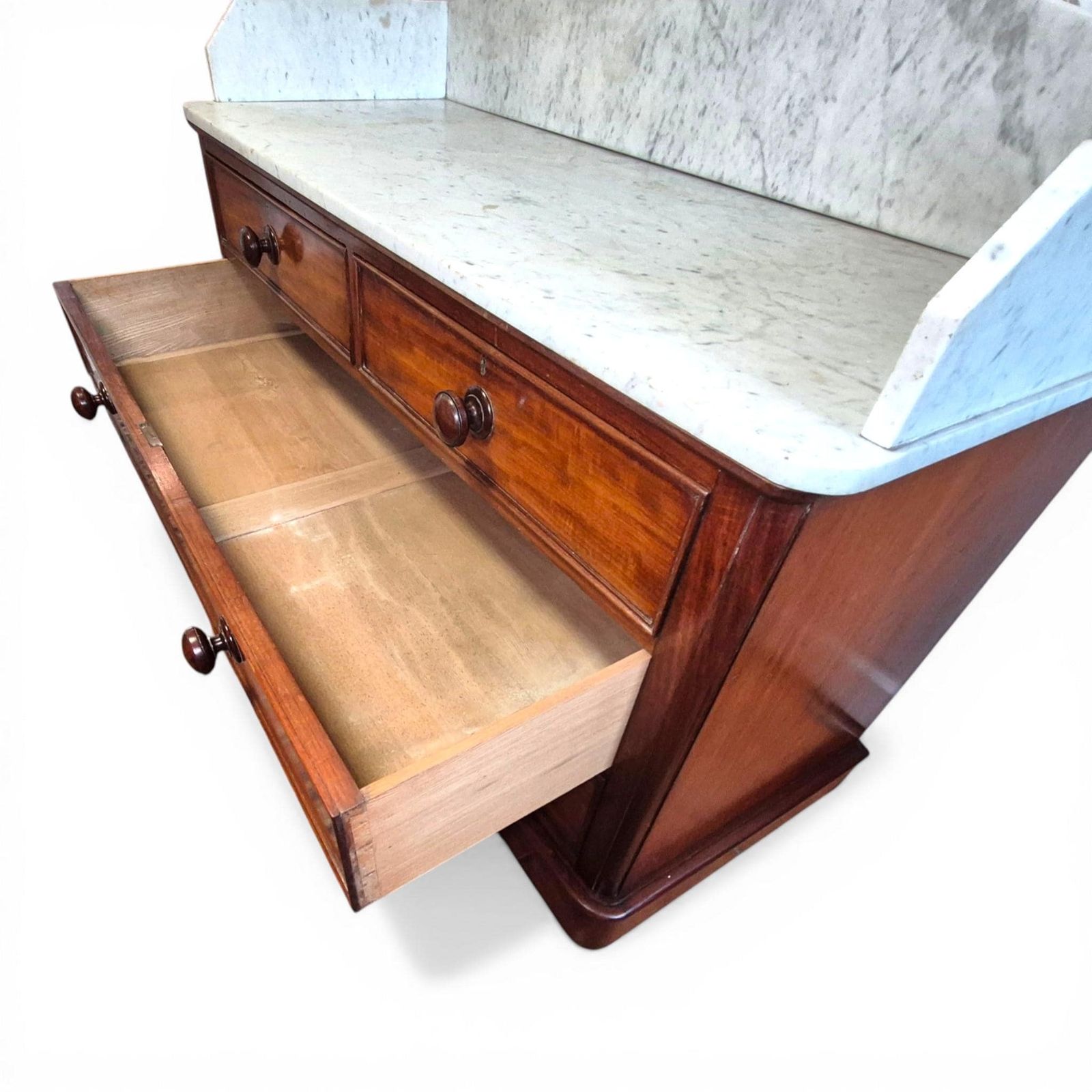 Antique Victorian Marble Top Sideboard Mahogany Chest Kitchen Unit photo vintage