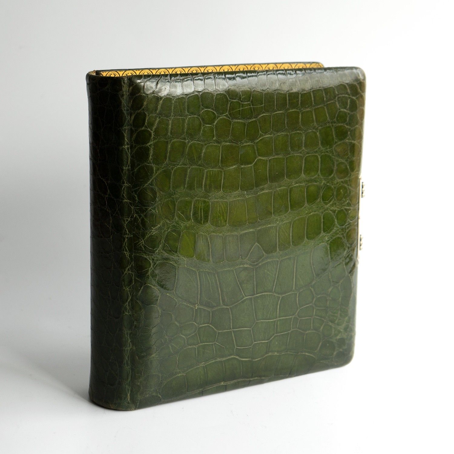 Antique Victorian Green Crocodile Skin Leather Photograph Album And Contents photo for sale