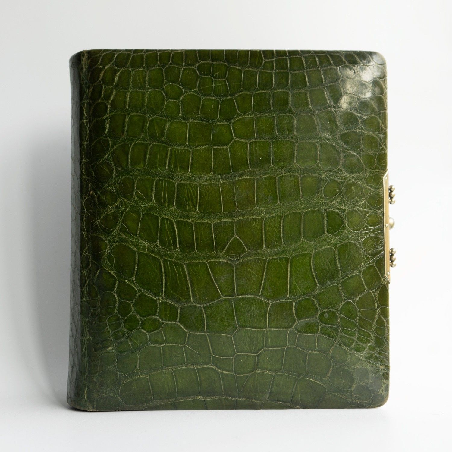Antique Victorian Green Crocodile Skin Leather Photograph Album And Contents photo vintage