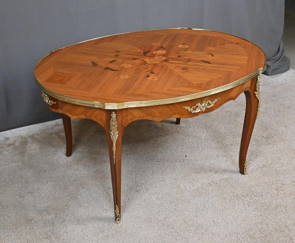 Louis XV Style Marquetry Coffee Table – Mid 20th Century photo buy