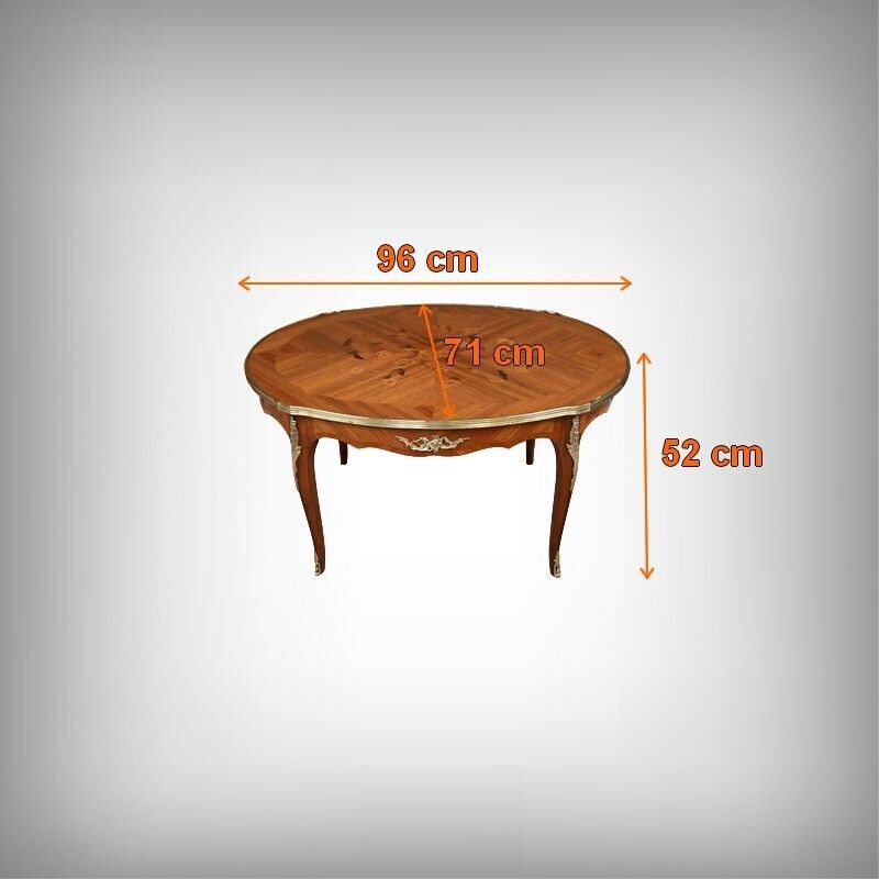 photo vintage Louis XV Style Marquetry Coffee Table – Mid 20th Century