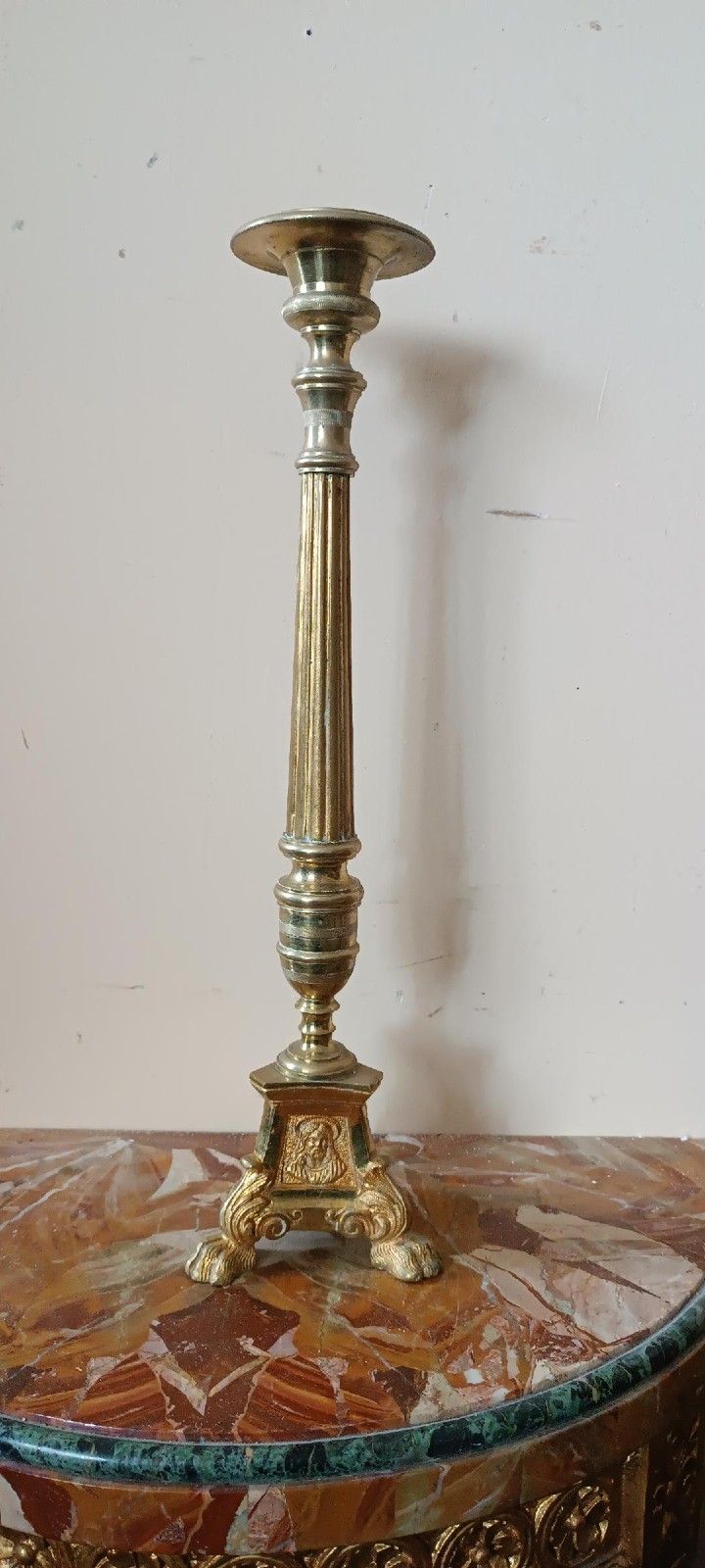 Antique Late 19th Century Gilded Bronze Candlestick