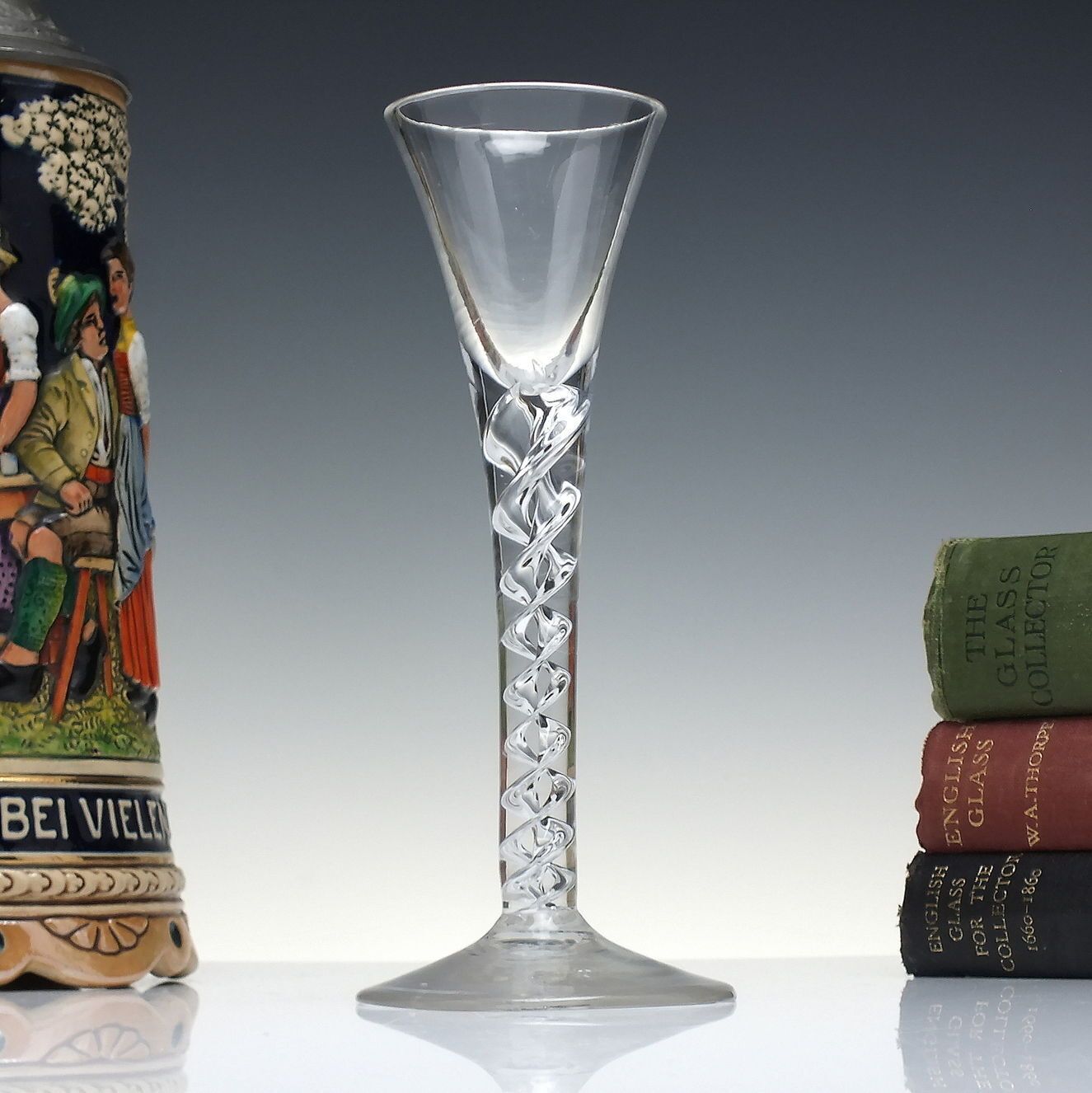 Tall Georgian 18th Century Mercury Air Twist Cordial Glass C1750