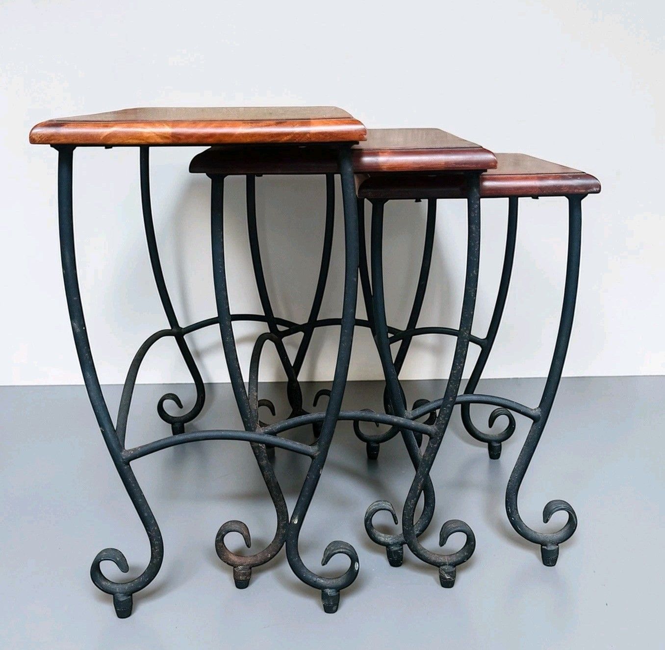 Vintage Habitat Teak And Iron Nest Of Tables Retro C1960s Very Decorative photo furniture