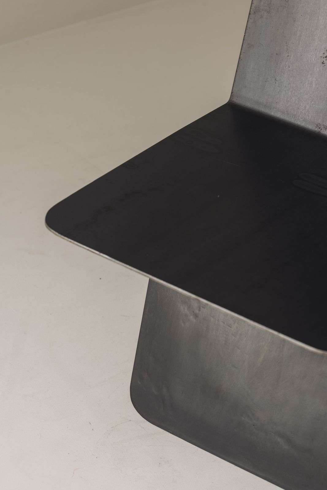 Striking Modernist Metal Chair From The 1980s, Executed In Folded Sheet Steel. photo vinterior