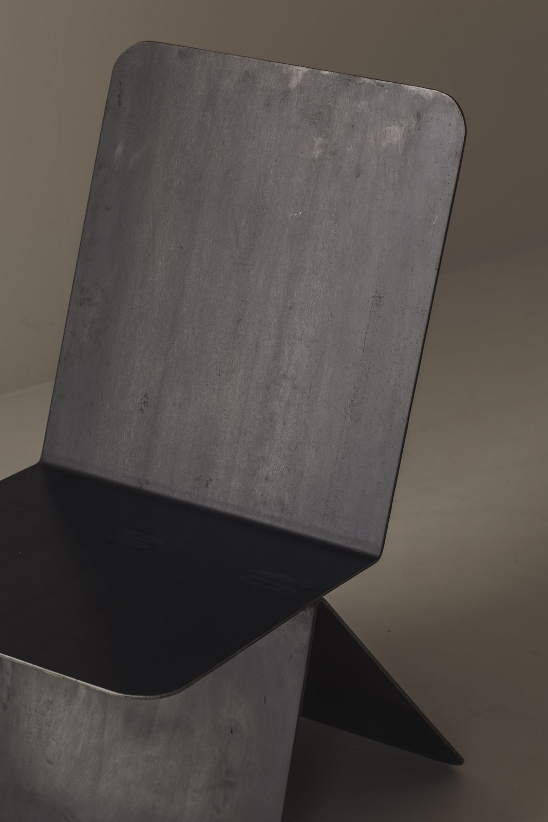Striking Modernist Metal Chair From The 1980s, Executed In Folded Sheet Steel. photo buy