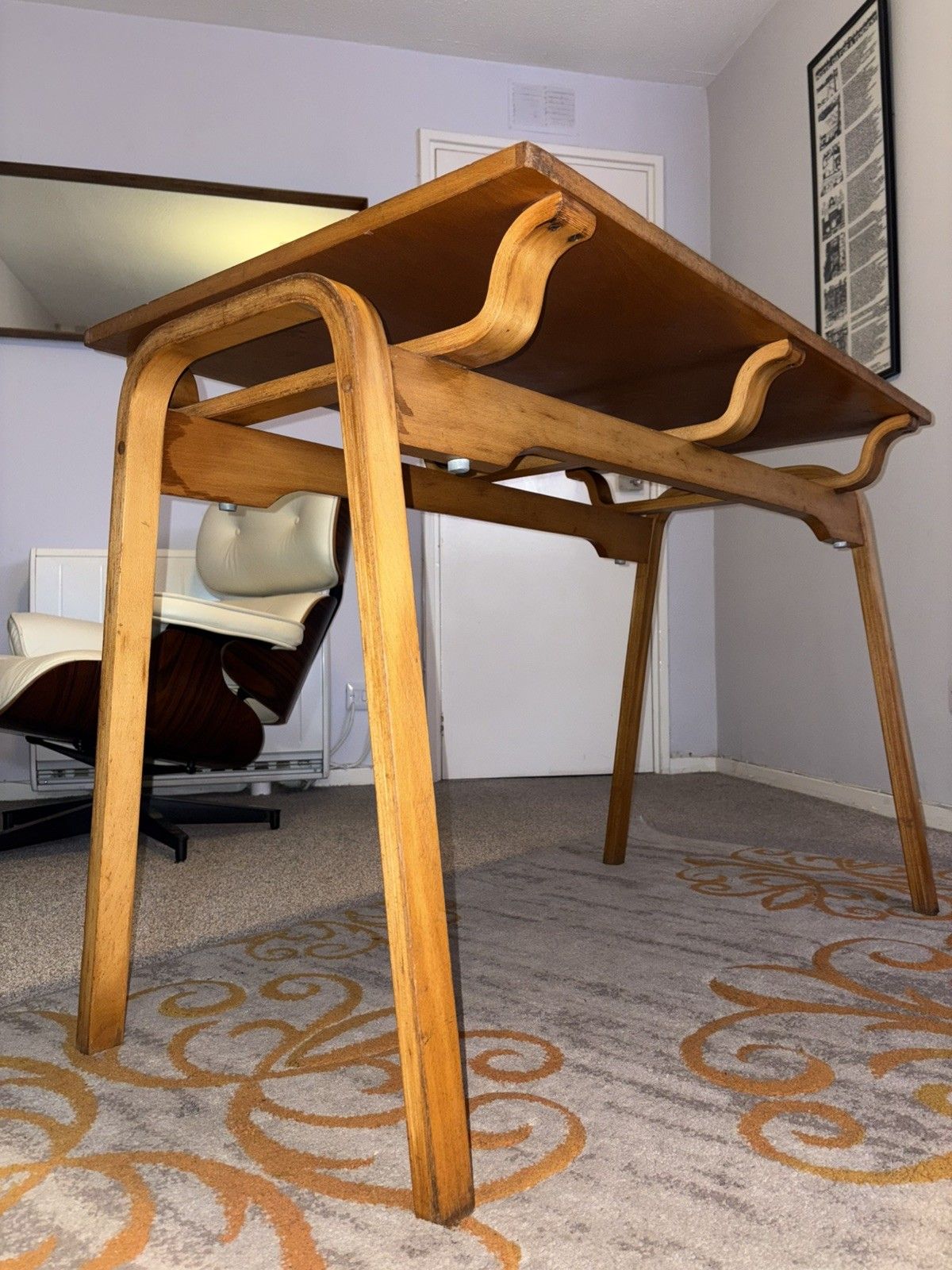 Esavain Bent Plywood Stacking Desk & Tecta Chair Mcm   Alvar Aalto Style photo 295.0
