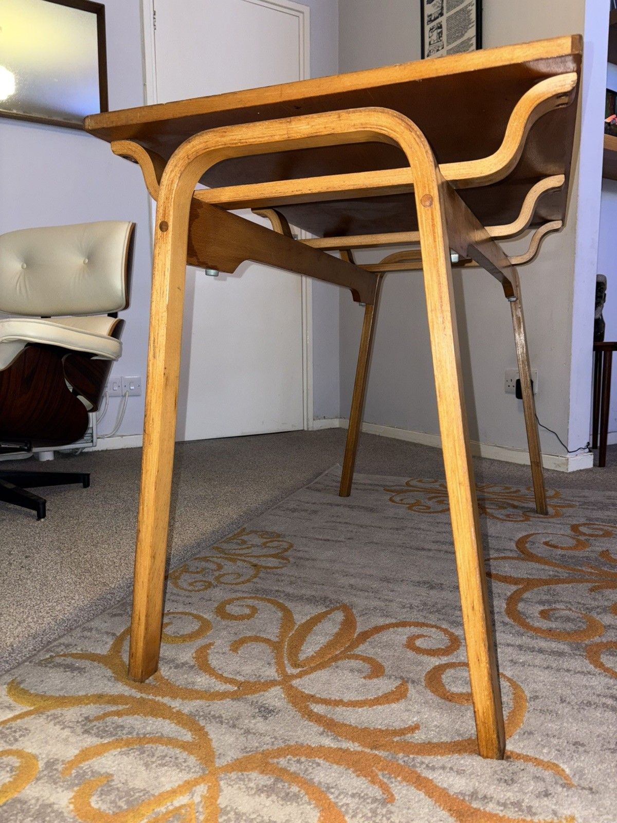 Esavain Bent Plywood Stacking Desk & Tecta Chair Mcm   Alvar Aalto Style photo vinterior