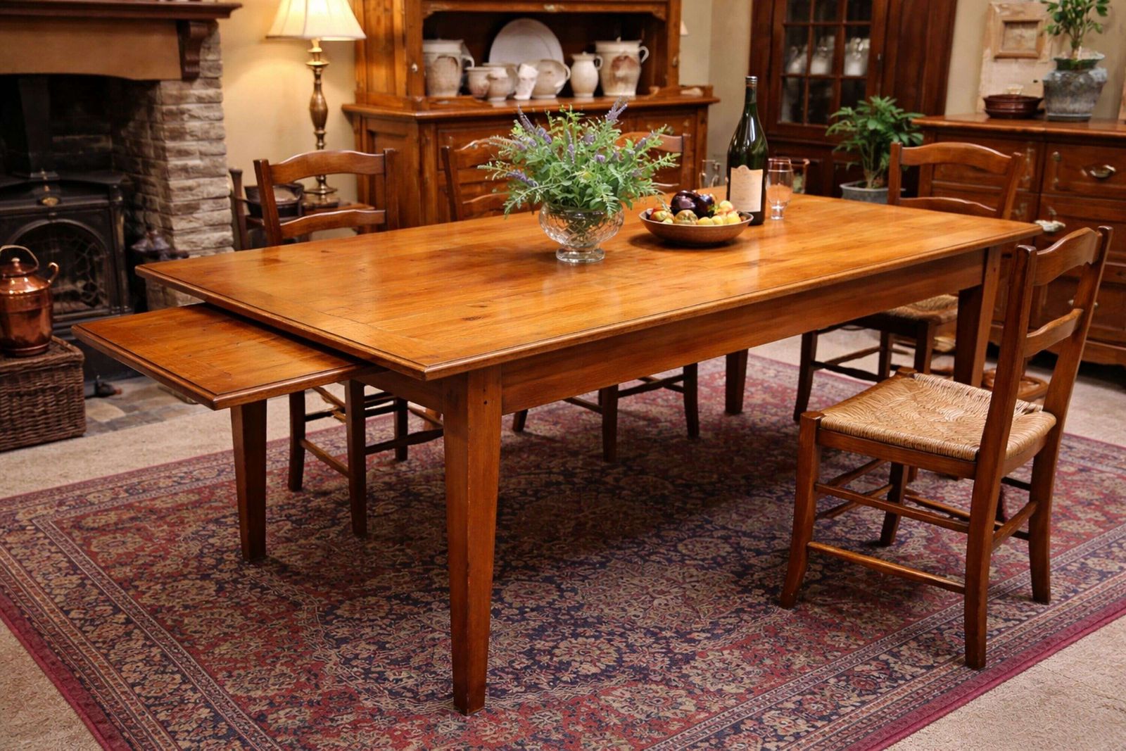 Large French Cherrywood Farmhouse Table With Bread Slide C.1880 photo buy