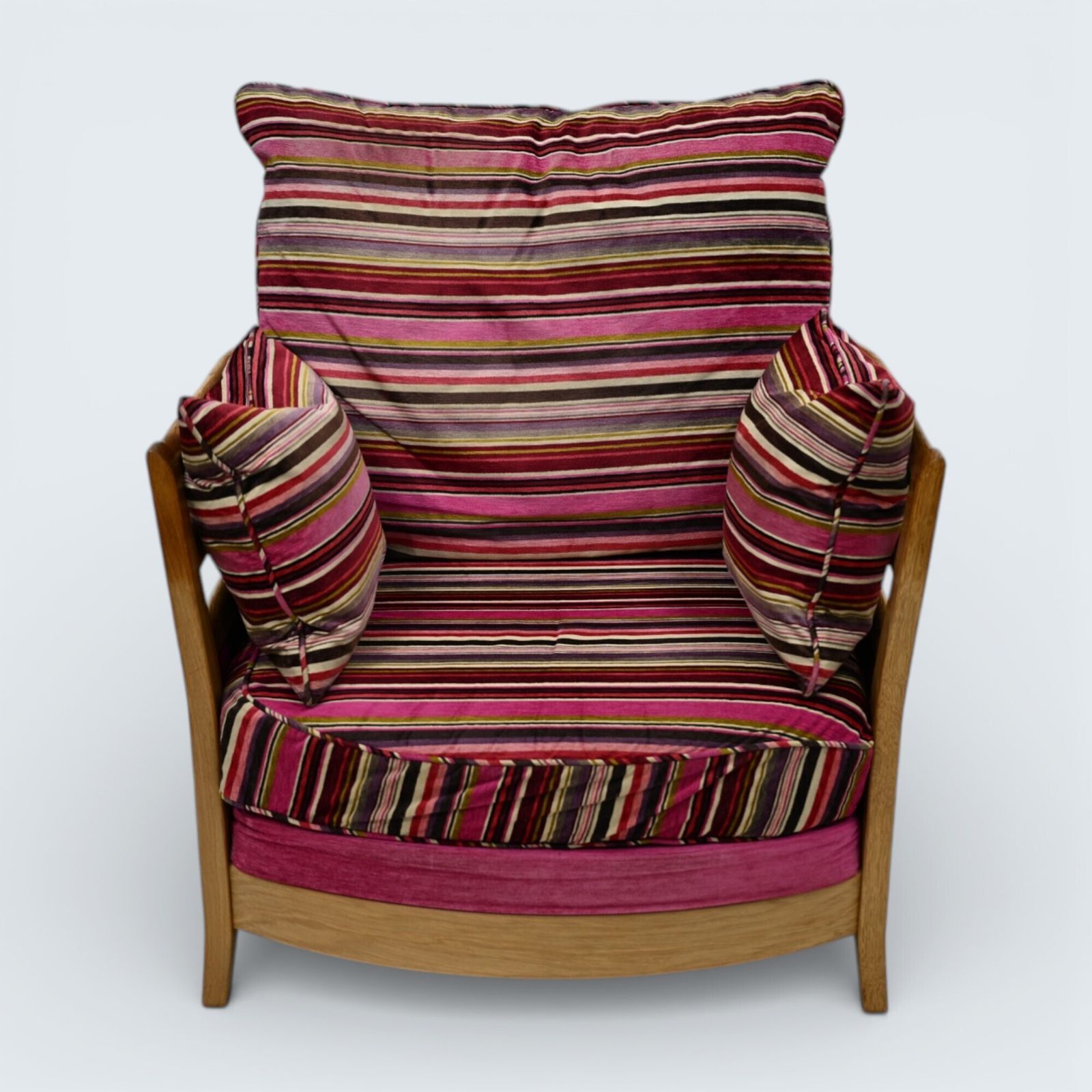 Ercol Pink Easy Chair Genuine Ercol Upholstery Light Blonde Finish Free Delivery photo furniture
